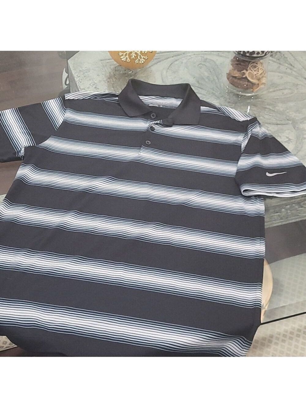 NIKE GOLF PERFORMANCE  BLACKSTRIPPED MEDIUM POLO  SHIRT - Picture 2 of 6
